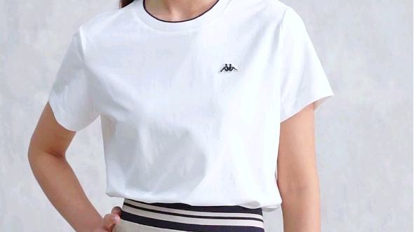 卡帕(kappa)复古运动短袖2024新款女简约休闲t恤夏季半袖k0e42td02