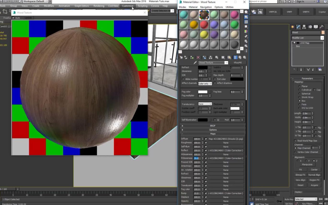 木纹材质贴图 3ds Max VRay  Wood Material maped reflect哔哩哔哩bilibili