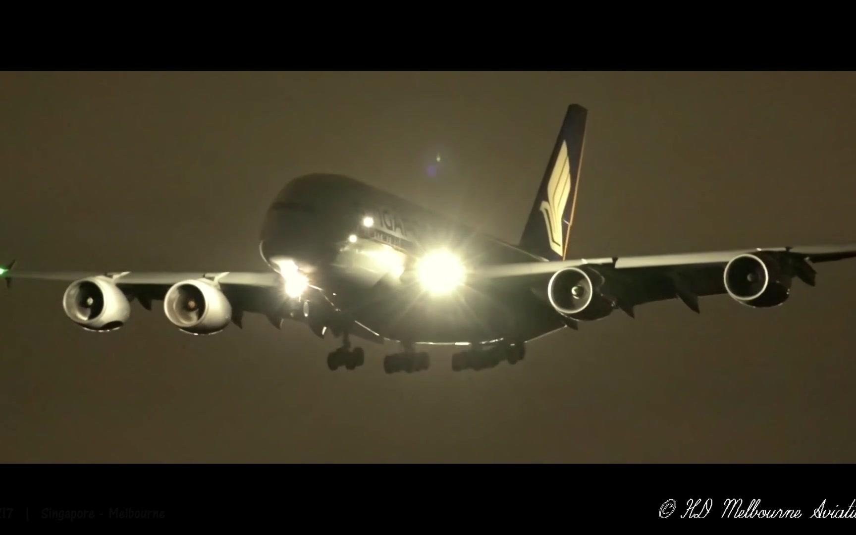 晚上重型飞机着陆-墨尔本机场_哔哩哔哩 (゜-゜)つロ 干杯~-bilibili