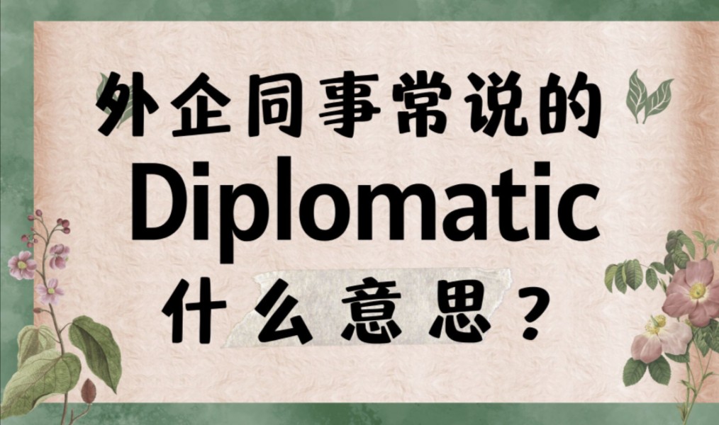 外企同事常说的英语 "diplomatic"什么意思?【商务英语学习】哔哩哔哩bilibili