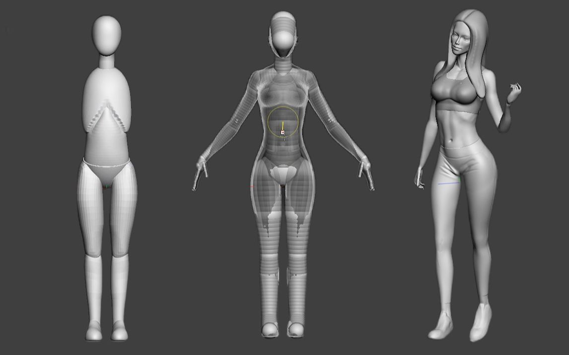 【zbrush教程】标准女人体模型雕刻教程,五官、身体结构比例详解,zbrush新手练习必学教程哔哩哔哩bilibili