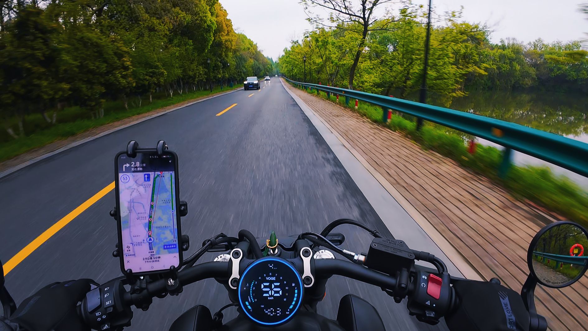 巡航摩托第一视角-云骑行-无极cu525-杭州西溪湿地