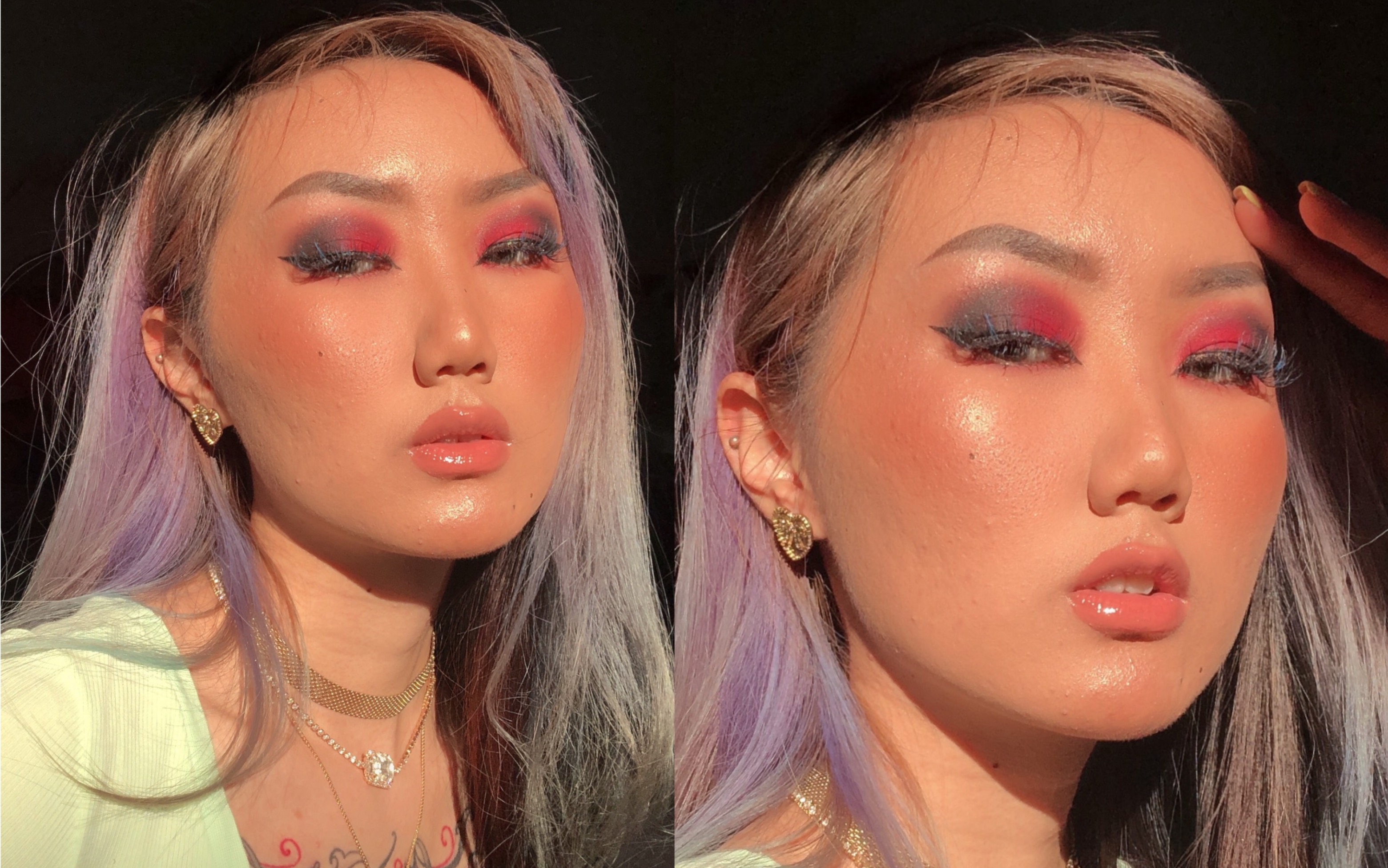 黑撞色夏日妆(福建已经夏天了)一条池池的短小精悍化妆视频(开美颜了)