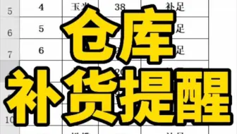 Excel库管补货提醒