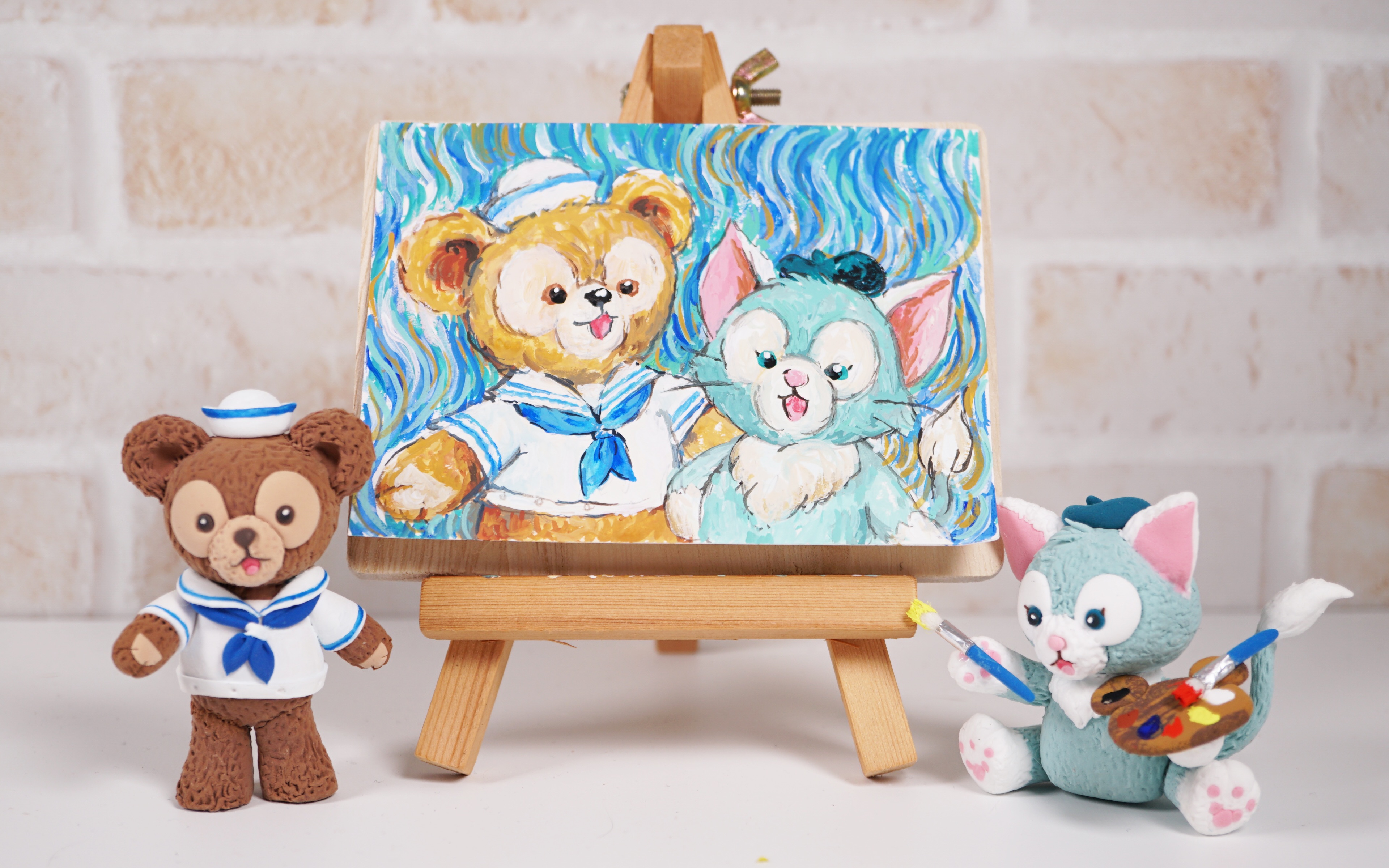 【绘画】小画家东尼猫为他的好朋友达菲熊划一幅肖象画～_哔哩哔哩