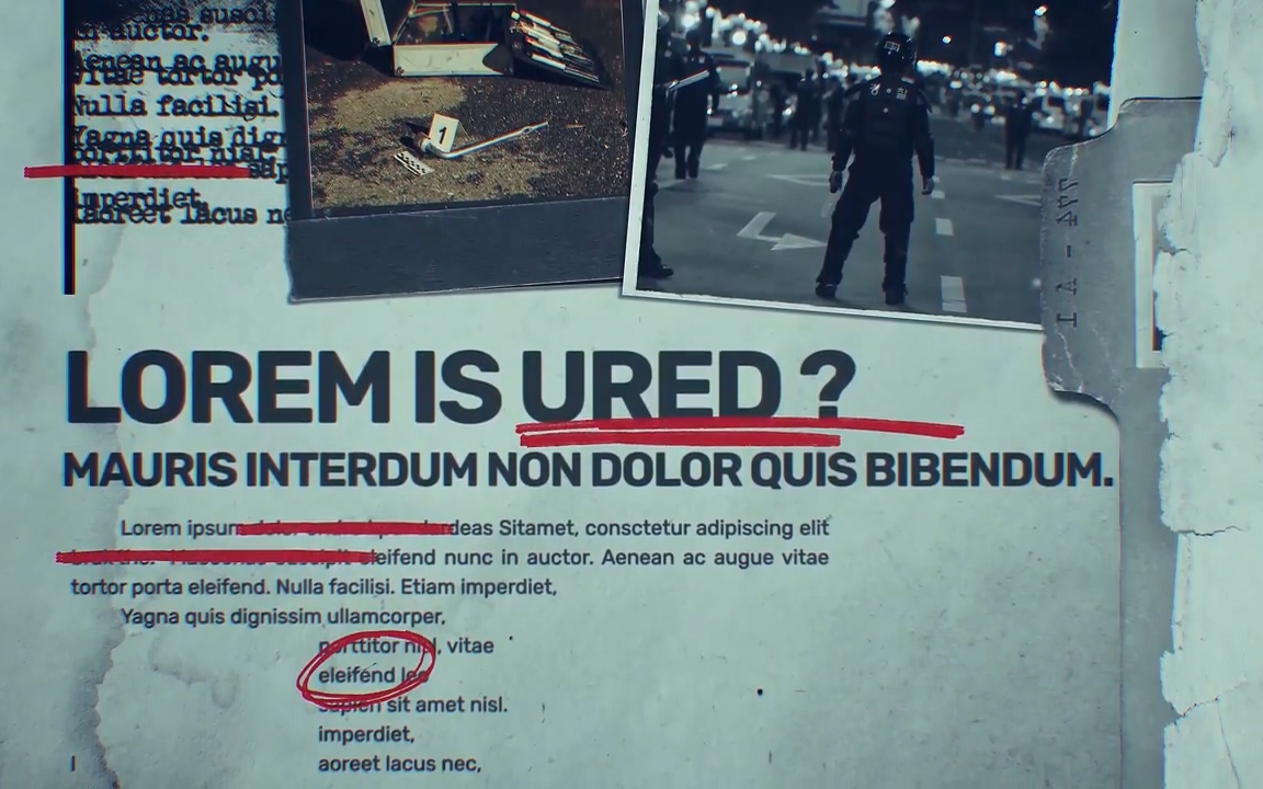 ae模板-机密档案文件介绍的模板侦探线索破案电视剧片头模板破案线索