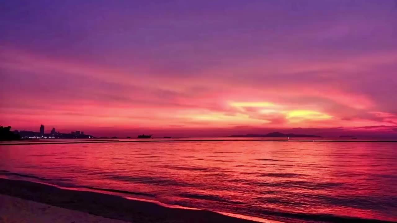 海边日落晚霞爱情抖音小助手youaremine治愈系风景唱歌