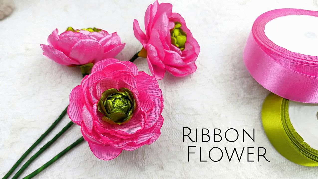 【ochayoo】花毛茛丝带花制作教程 diy_how to make satin ribbon