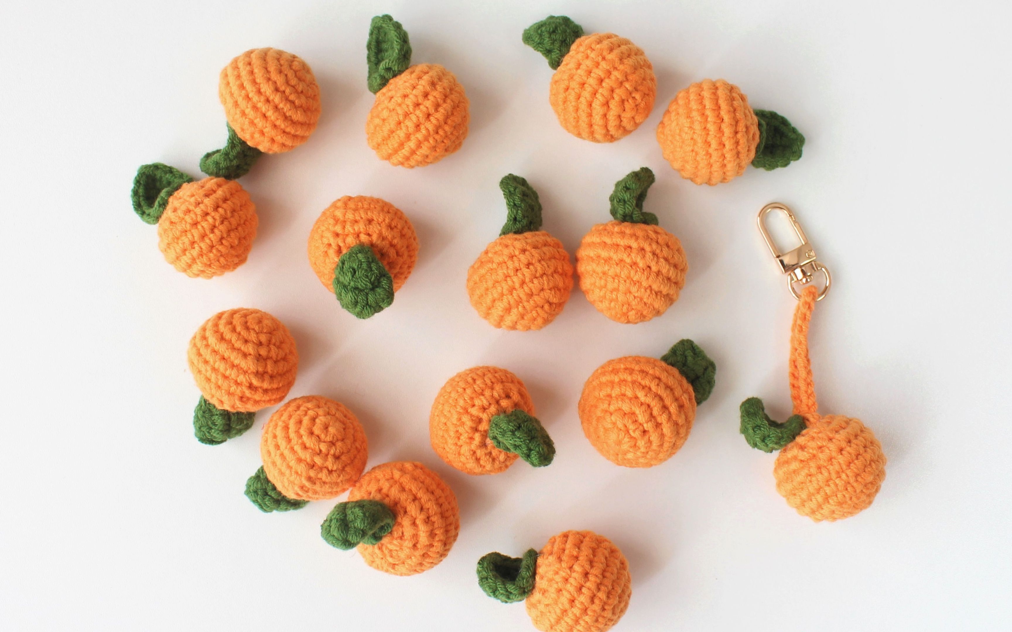 编织橘子挂件钩针可爱小橘子挂件编织水果装饰小白入门教程拜托了毛线