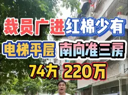 Download Video: 裁员广进！红棉少有，电梯平层，南向准三房，74方220万！