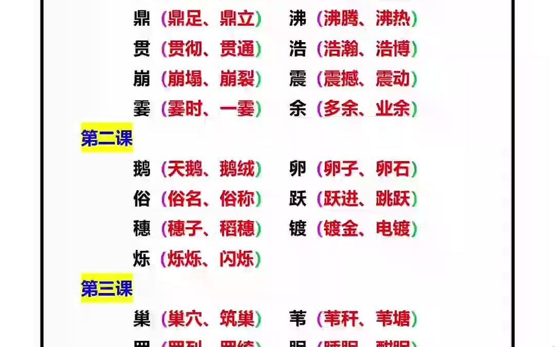 四年级上册语文,全册每课的生字组词,孩子暑假预习新课必备!哔哩哔哩bilibili