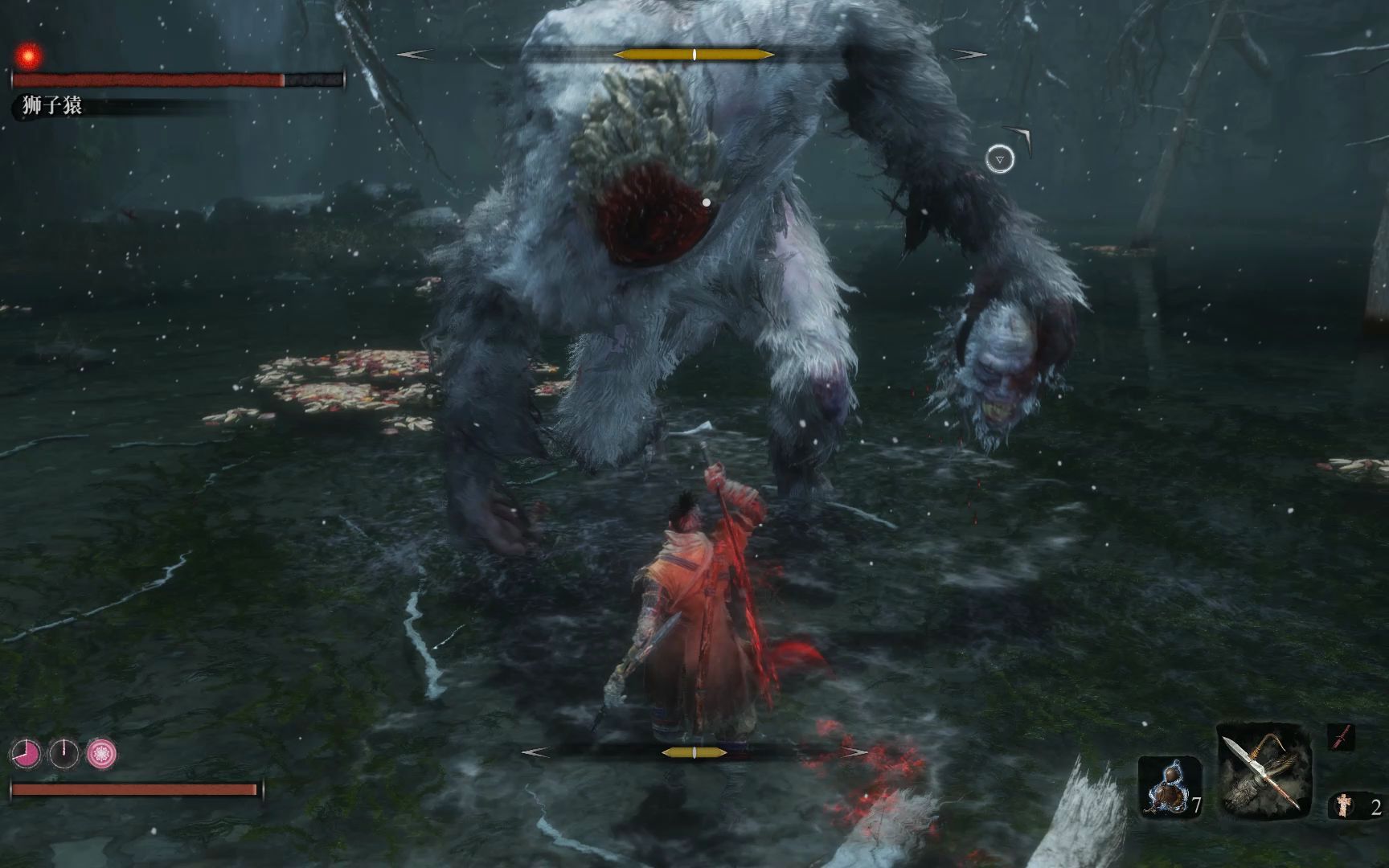 【只狼boss战】狮子猿,只有16个纸人,一共花了将近200个纸人才过去