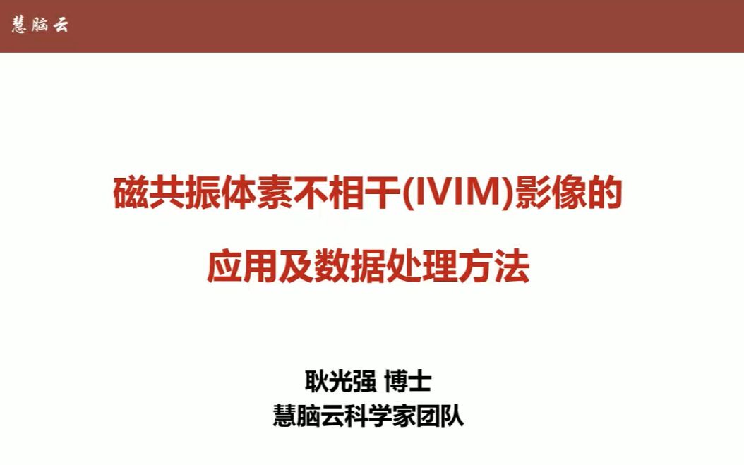 慧脑云|磁共振体素不相干(IVIM)影像的应用及数据处理方法哔哩哔哩bilibili