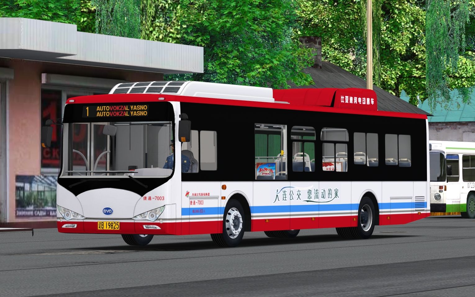 驾驶比亚迪k9a纯电动公交 行驶在俄罗斯乡村地图 1线丨omsi2_游戏集锦