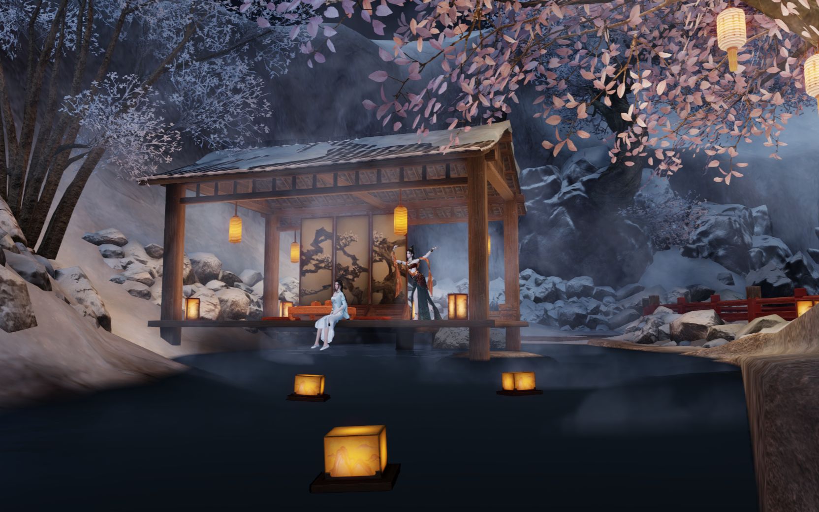 【天刀手游家园】q区零氪室外《阙星楼》主秋景山体