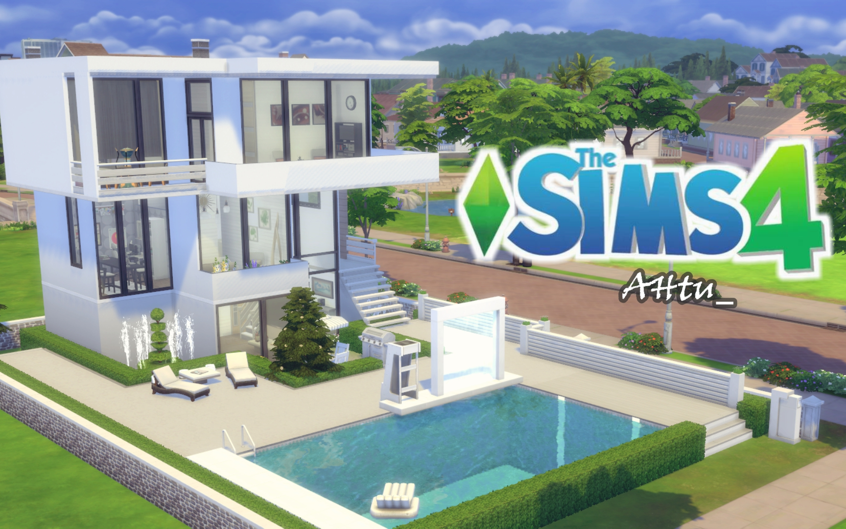 【模拟人生4速建】现代超大平台纯白别墅(nocc)