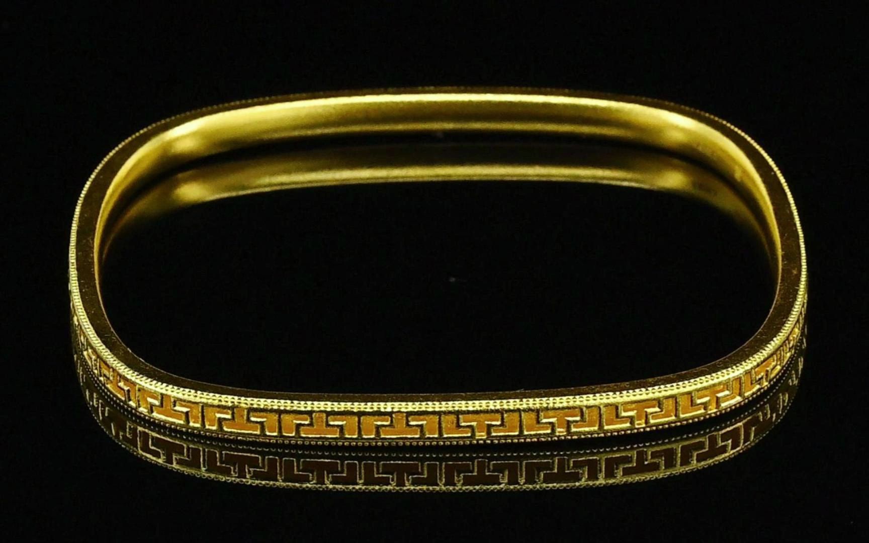 古法金回纹方形手镯