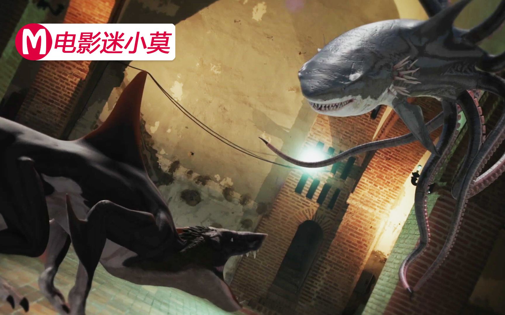 鲸鱼身体恶狼头的怪物不料遇到章鱼身体鲨鱼头海怪速看灾难怪兽片八爪