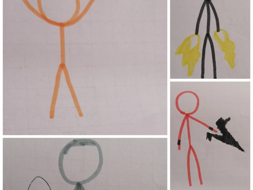 挑战画空心头火柴人