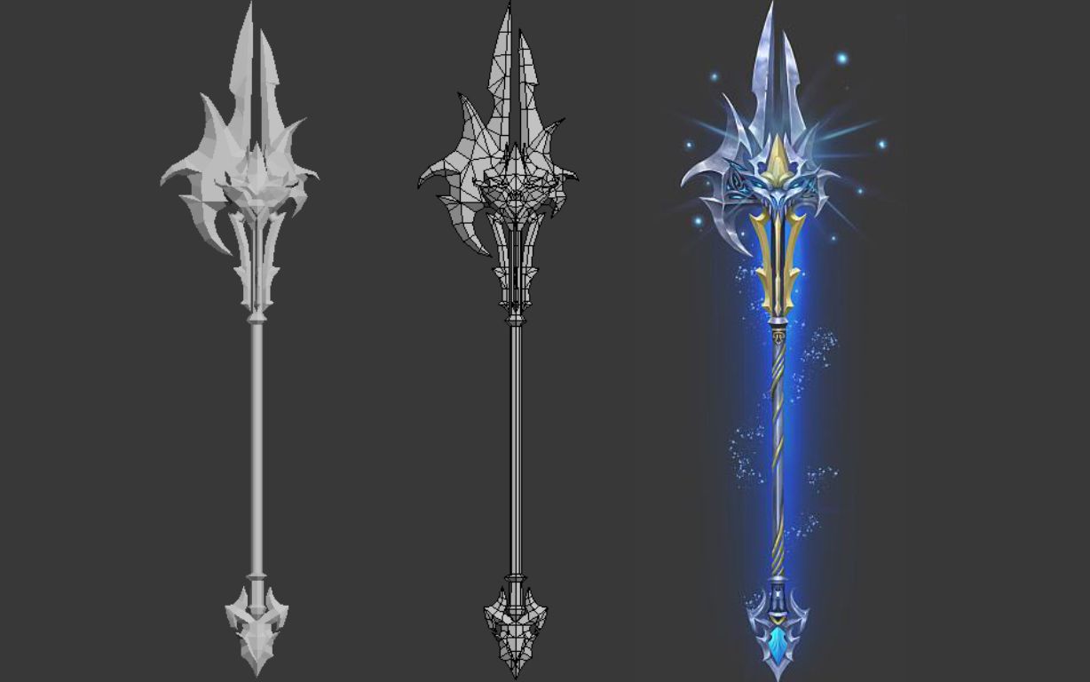 【3dmax建模】硬表面武器布线教学,武器模型案例制作