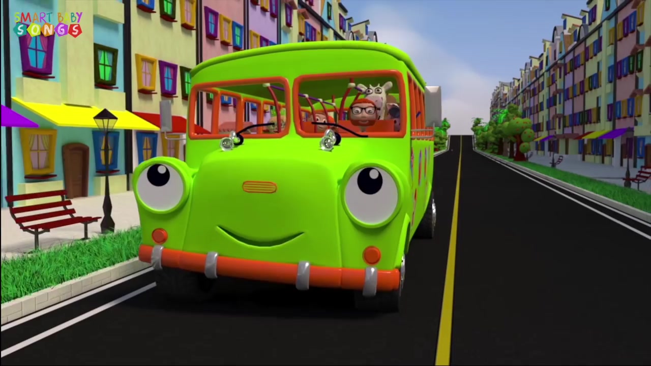 公交车轮子转呀转 英语儿歌 wheels on the bus go round and round