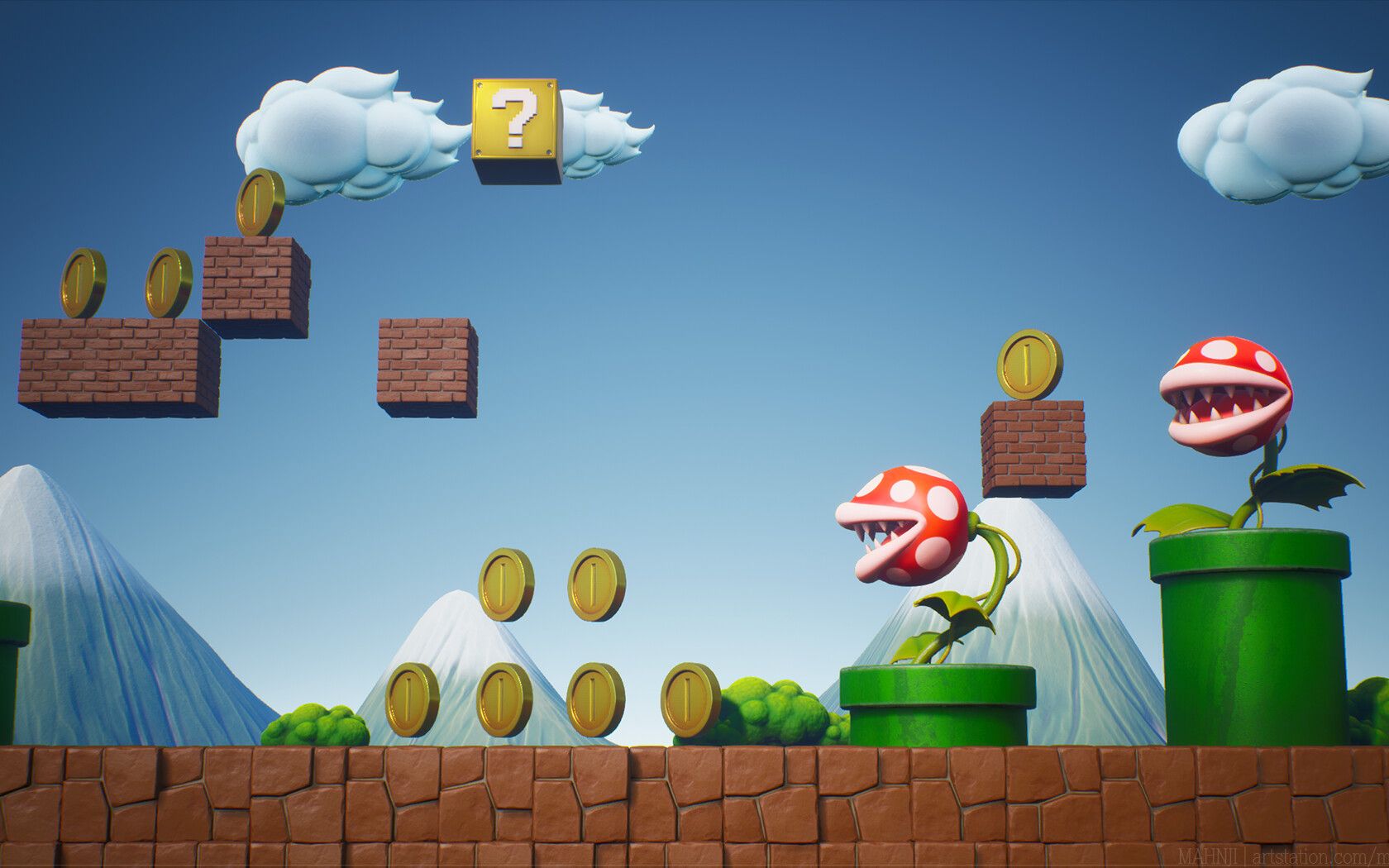 【3dmax场景建模】童年记忆马里奥游戏场景建模 3d游戏场景建模