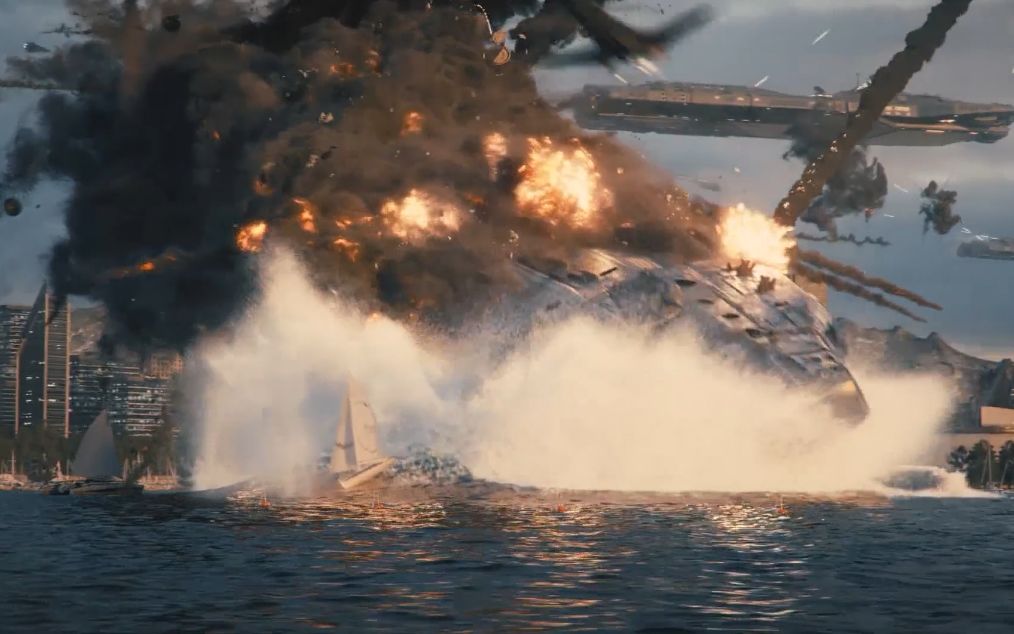 使命召唤13这段画面快赶上电影了超级空天航母被击落几千亿就这么没了