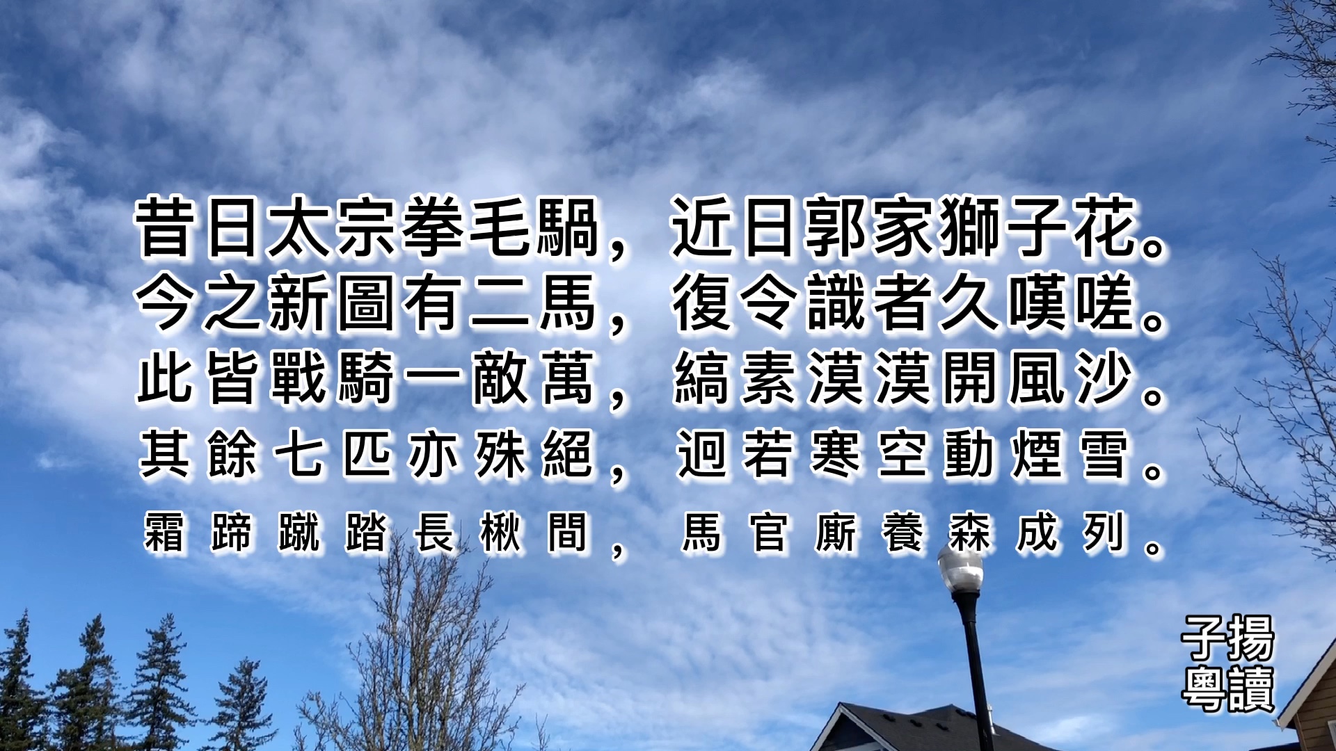 [图]粤语朗读唐诗三百首，杜甫《韦讽录事宅观曹将军画马图》