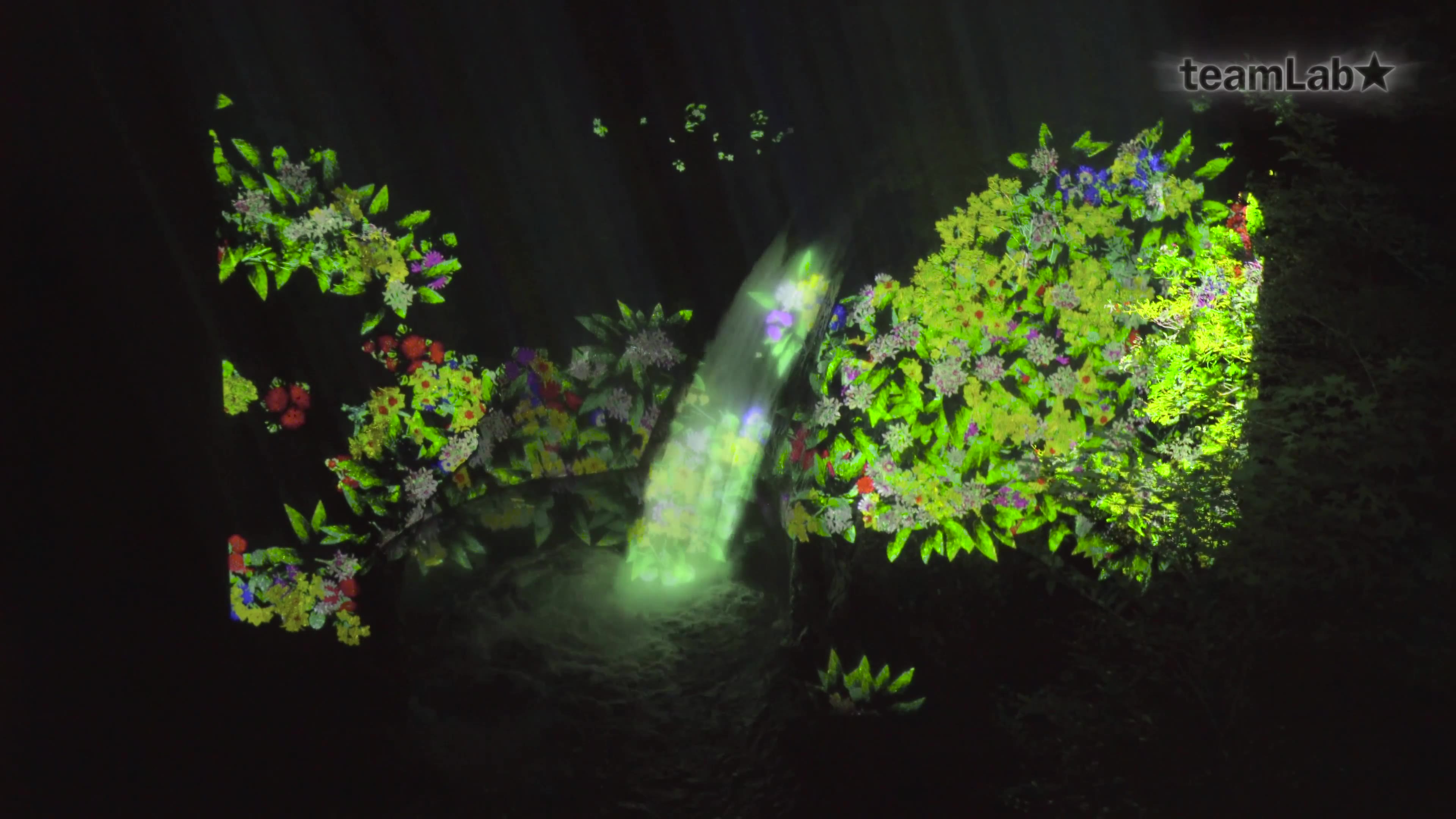 teamlab瀑布everblossominglifewaterfalldeepinthemountainsof