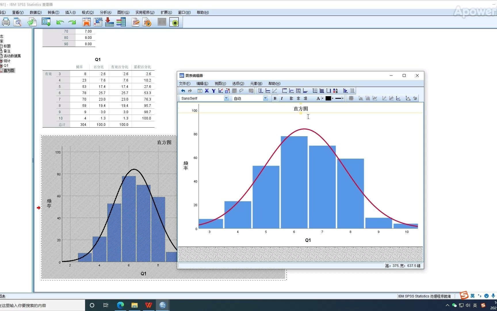 spss做带有正态分布的直方图
