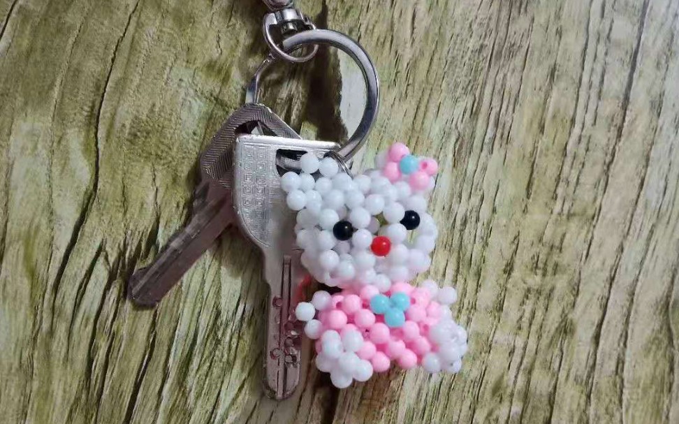 【串珠】花颜手工坊 kt猫坐姿猫挂件摆件教程