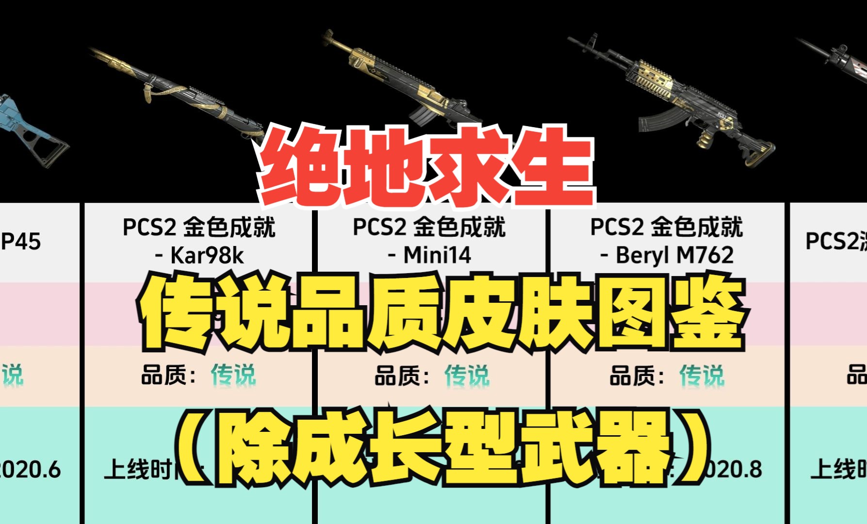 【绝地求生PUBG吃鸡】所有传说品质武器图鉴(除成长型)电子竞技热门视频