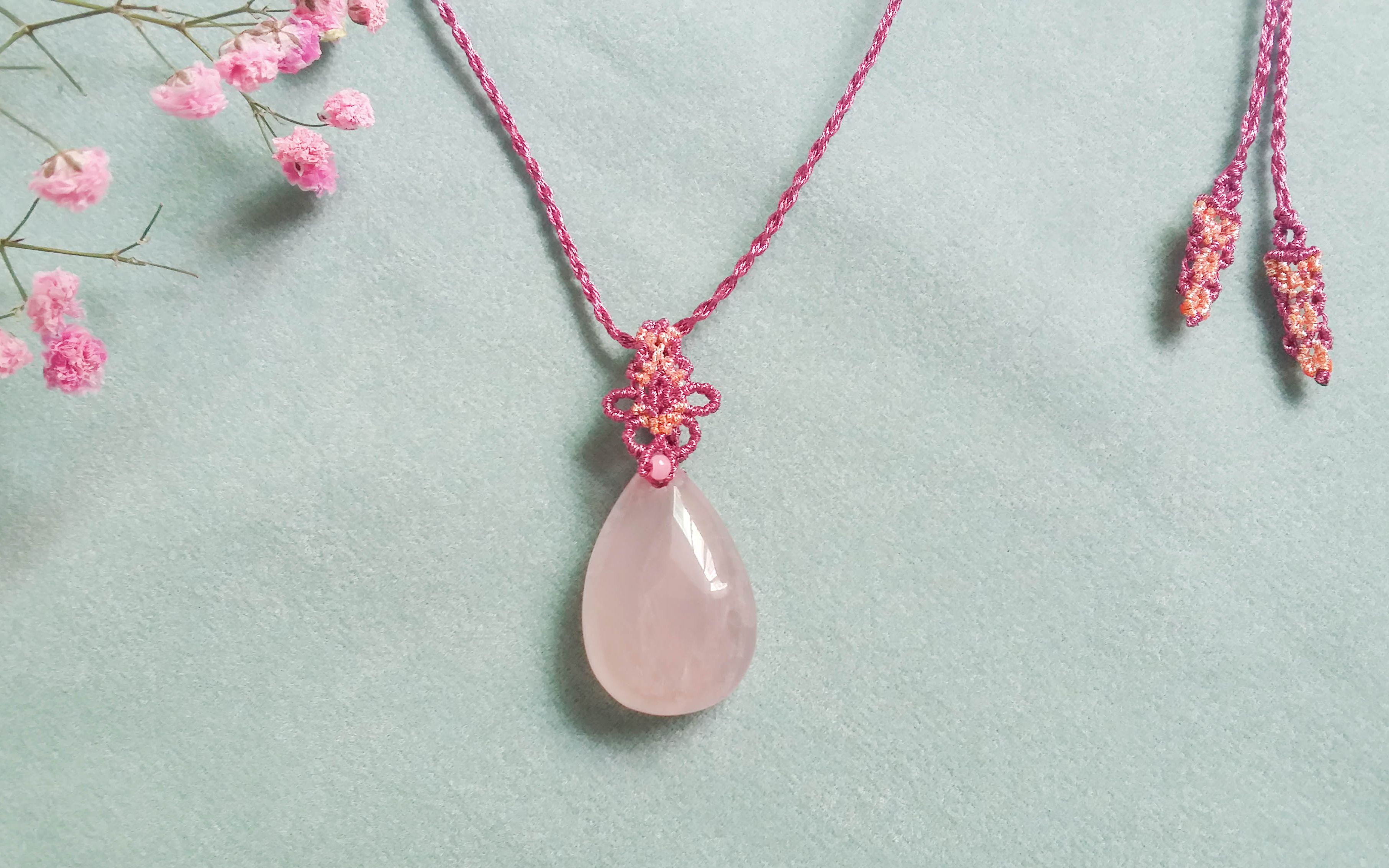 简单易学 手工编织蕾丝花边吊坠扣头项链 手工编织教程