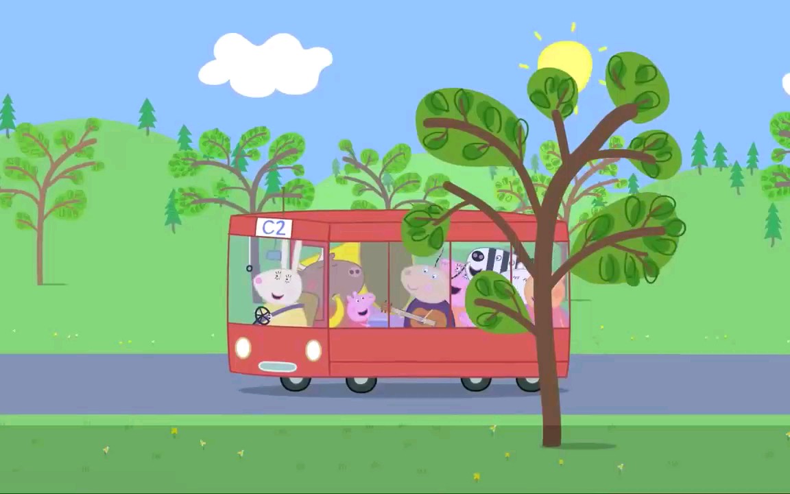 小猪佩奇英文儿歌The wheels on the bus by peppa 巴士车轮(佩奇版)哔哩哔哩bilibili