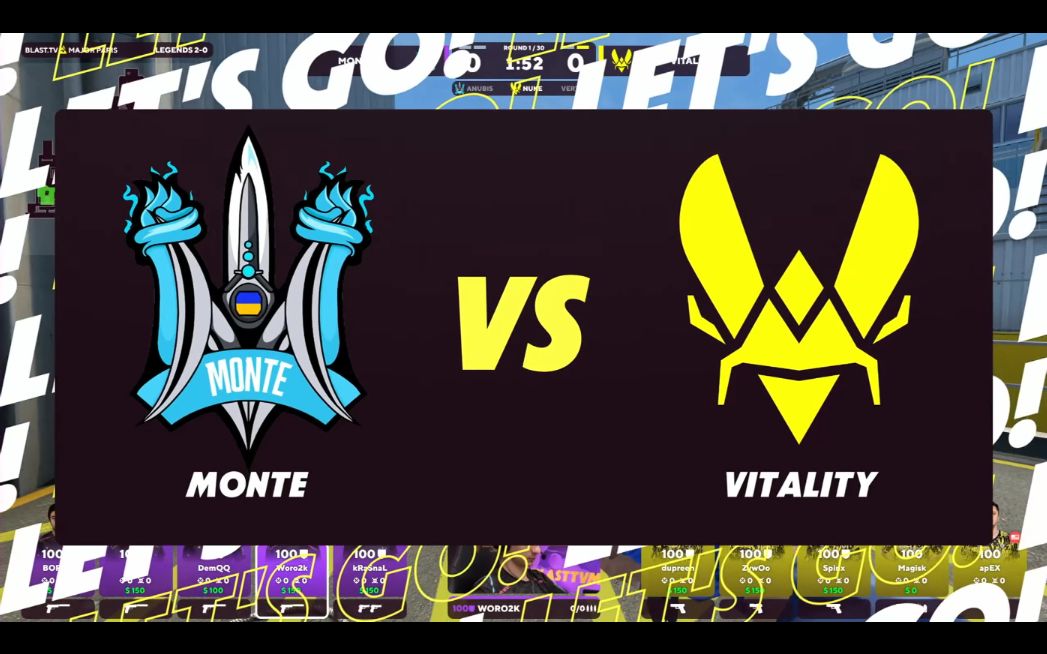 CSGO2023巴黎传奇组高光Vitality vs Monte :魔男四杀带走图一,薯薯默默杀到第二哔哩哔哩bilibili