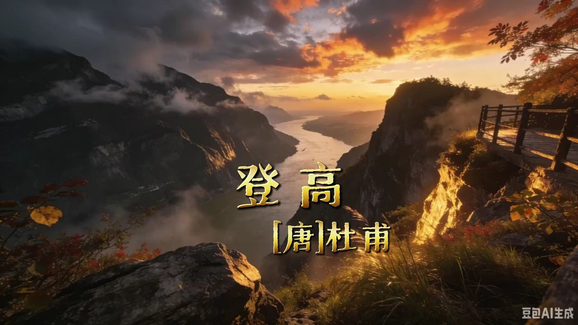 登高（无边落木萧萧下，不尽长江滚滚来）（唐-杜甫）