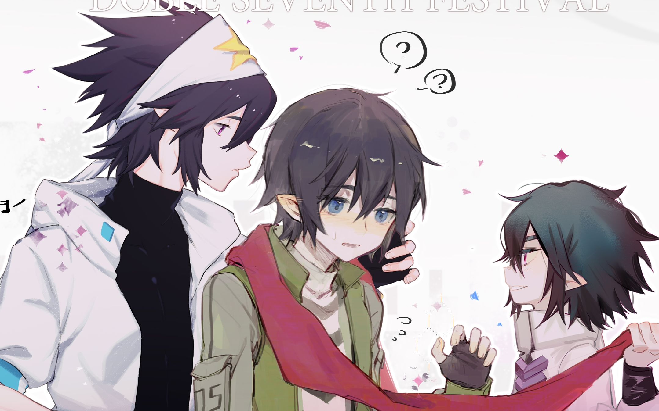 绘画过程雷卡七夕三人合绘过程23part