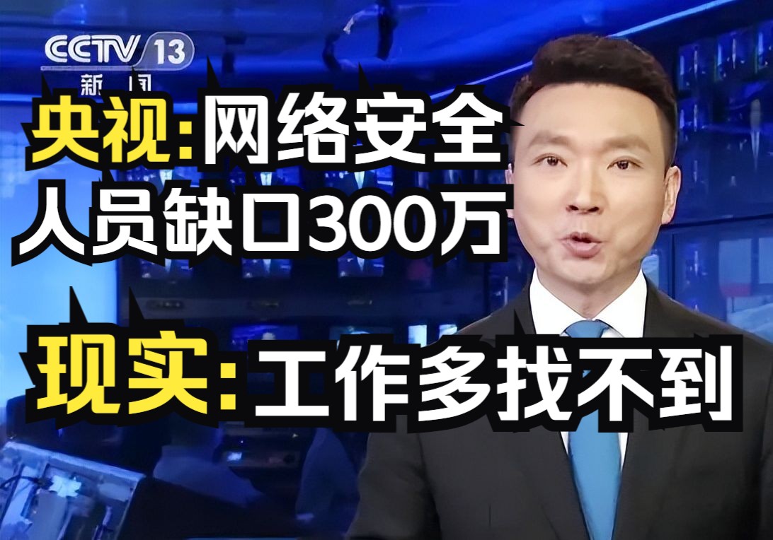 央视:网安领域人员缺口300w!现实:很多人却连工作都找不到? (网络安全/信息安全)哔哩哔哩bilibili