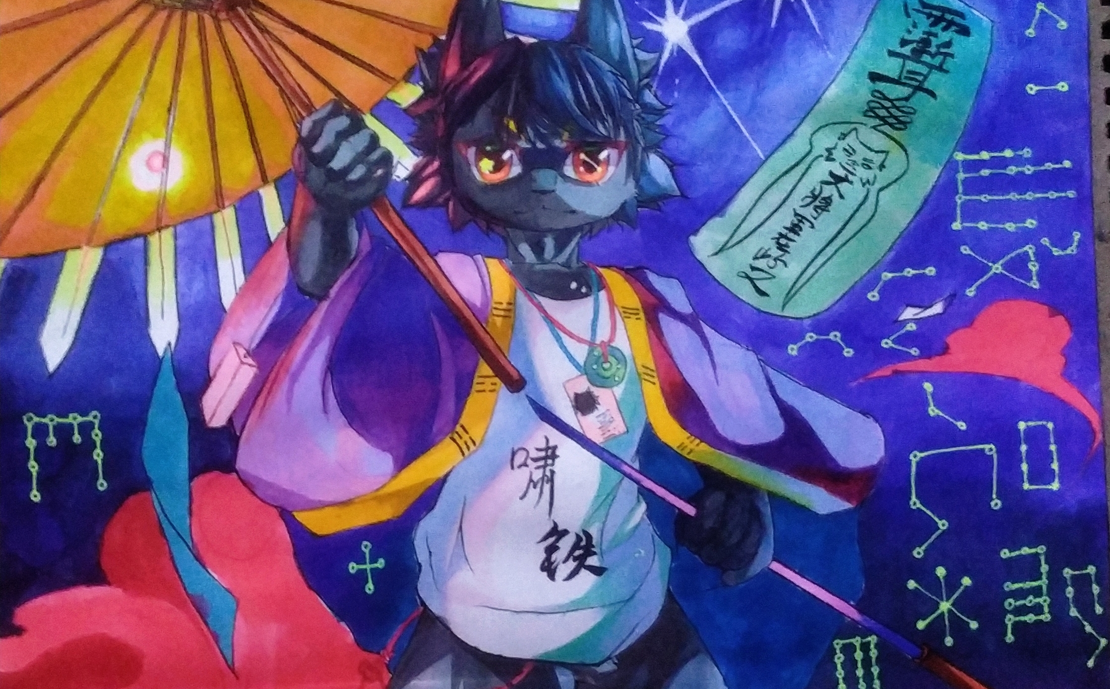 【马克笔手绘】黑猫,乌云/啸铁