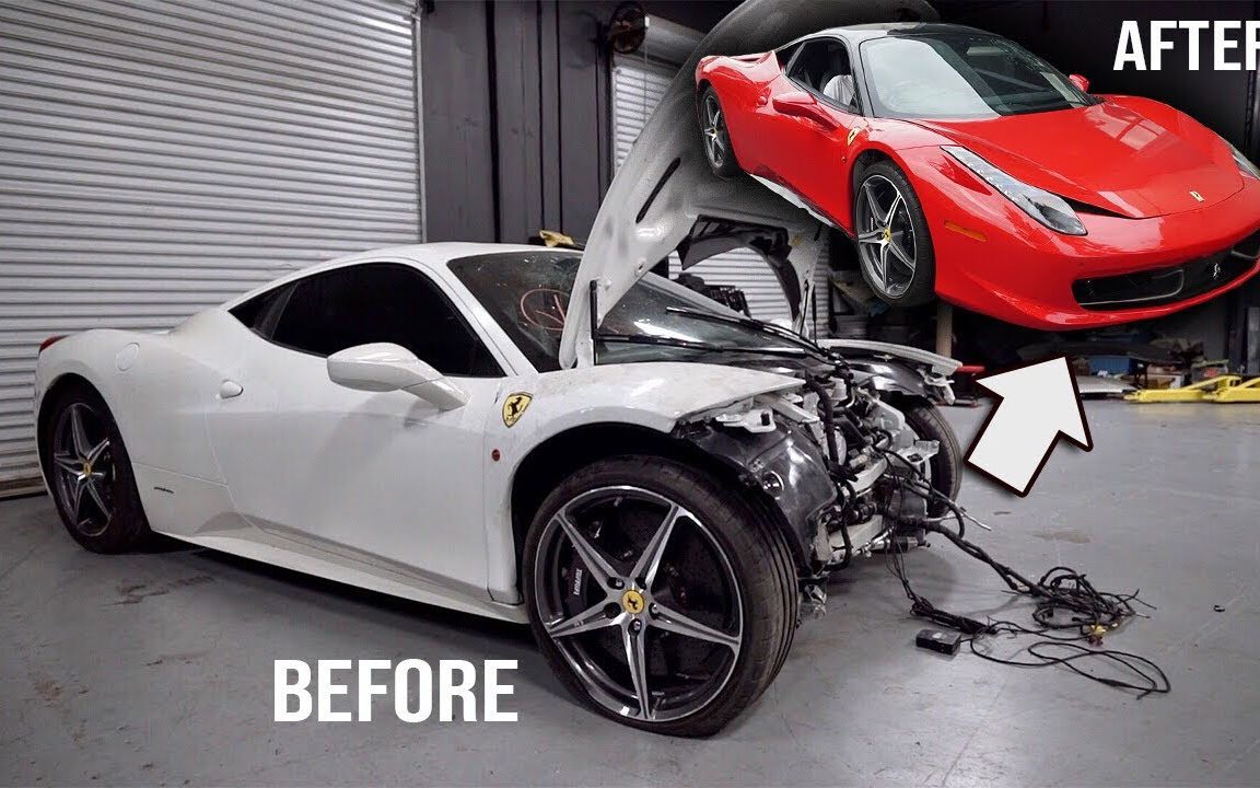 汽车改装十分钟里修复报废ferrari458