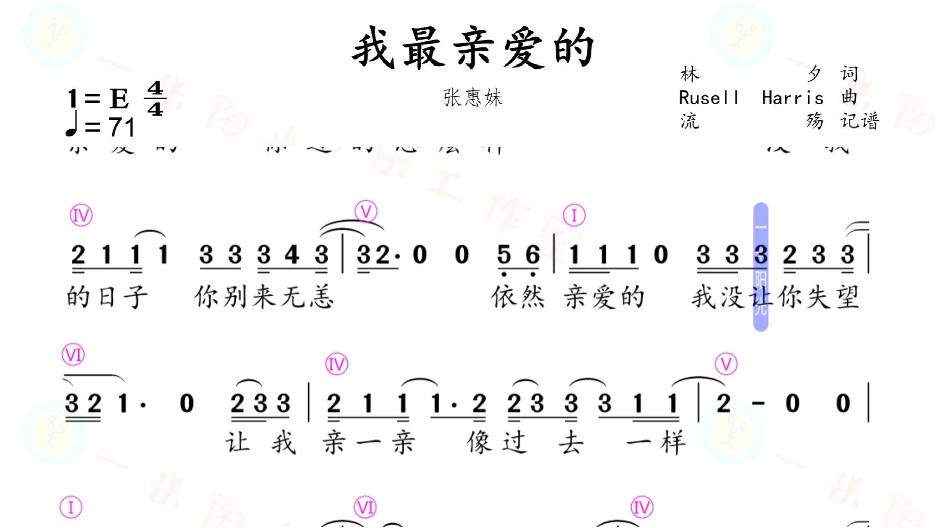 我最亲爱的——(原唱)动态简谱哔哩哔哩bilibili