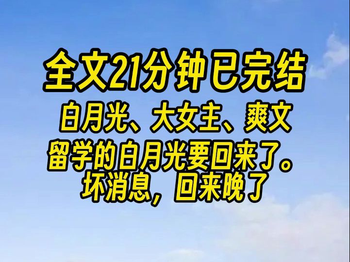 [图]【完结文】留学的白月光要回来了。 坏消息，回来晚了，更坏的消息，这个传说中白莲圣母，除了美貌一无所有的傻瓜白月光是我本人。