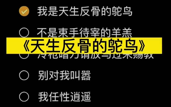 [图]我是天生反骨的鸵鸟 天生反骨的鸵鸟 伴奏 合拍