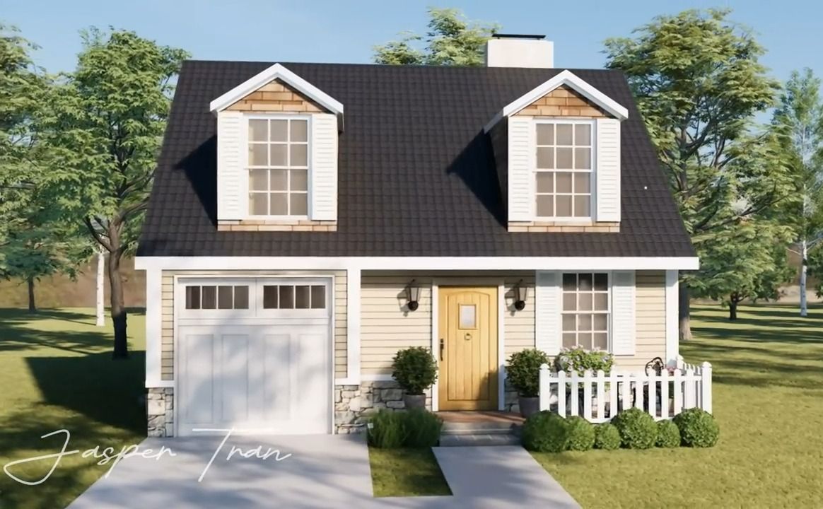 8x8米小屋创意:承载大梦想的小地方一层带阁楼别墅设计效果图【搬运】