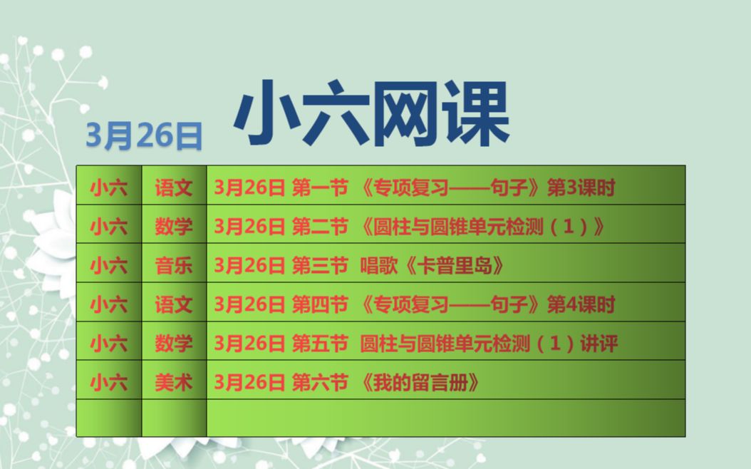 3月26日 小六网课 合集哔哩哔哩bilibili