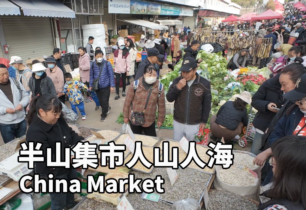 北苑集市半山坡上的乡街子赶集 寻找昆明地道美食 感受老百姓春节年货大采购哔哩哔哩bilibili