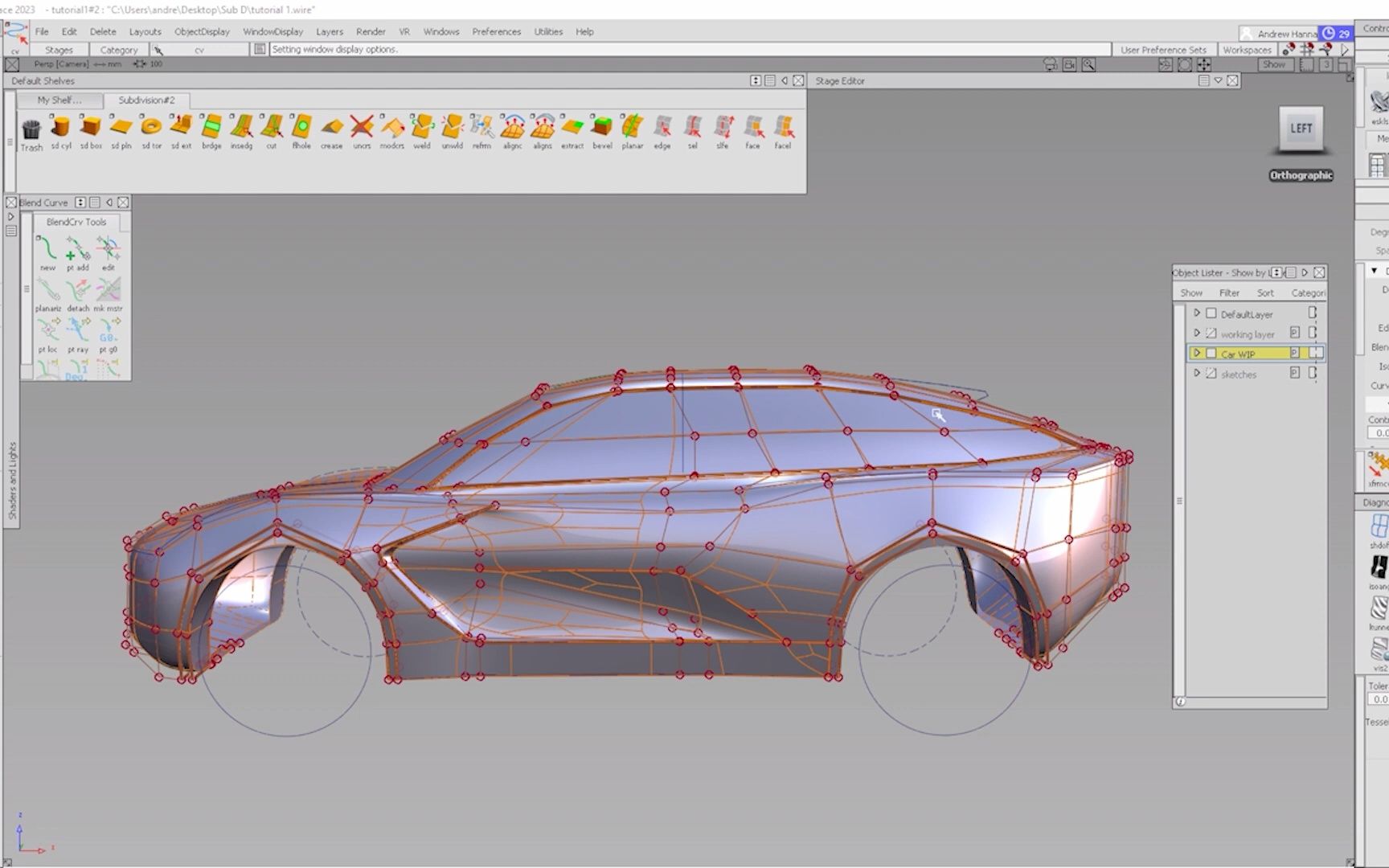 free autodesk alias sub-d tutorial - car exterior - part 2_哔哩