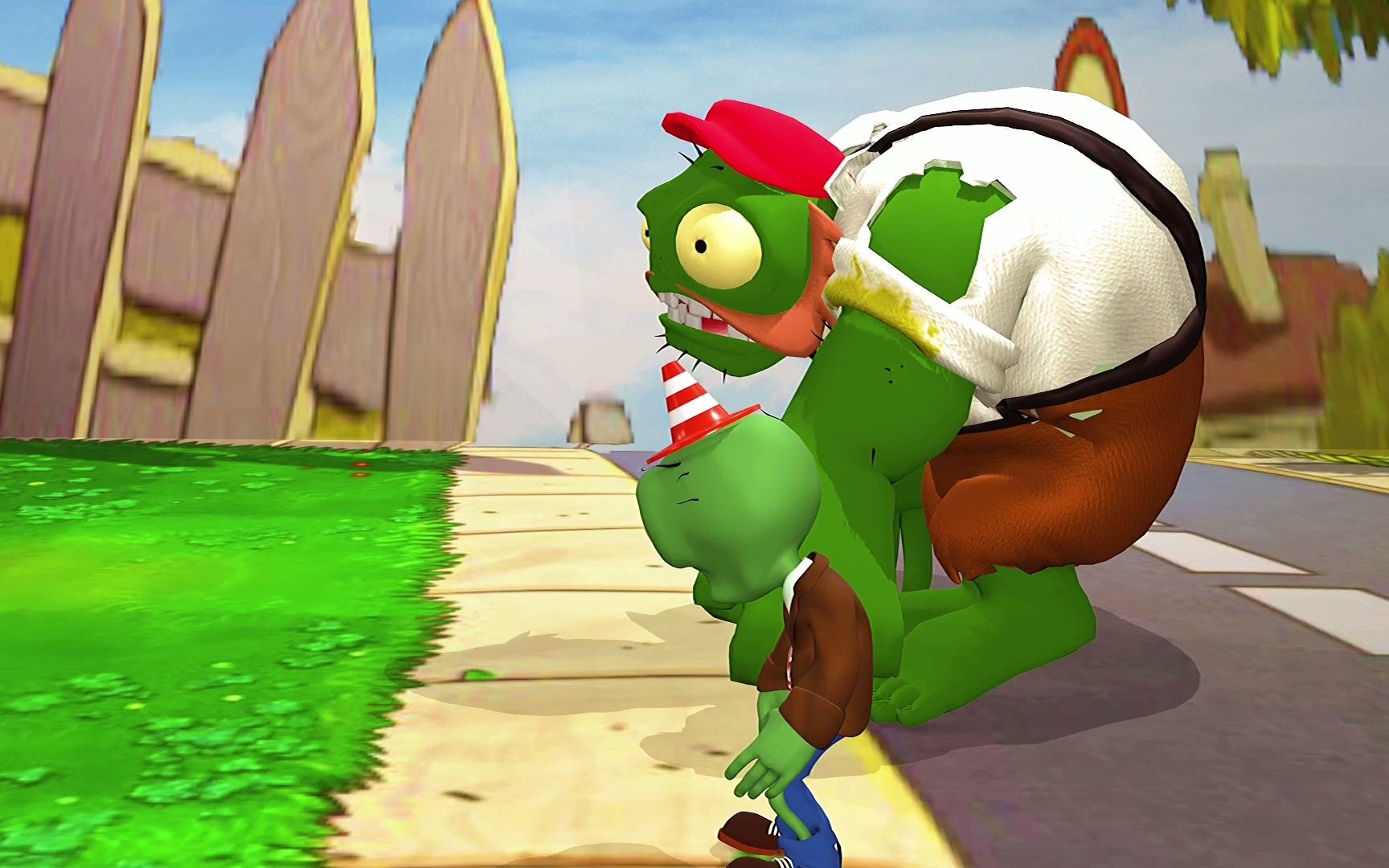 pvz植物大战僵尸游戏3d动画短片:僵尸炮弹对愤怒的小鸟