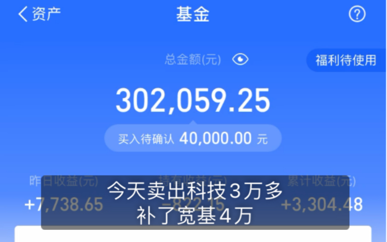 「4月8日」支付宝基金实操,今天卖出科技3万5,补了宽基4万,科技还剩下5万多够了,想增加宽基配比,看好接下来大盘行情.哔哩哔哩bilibili