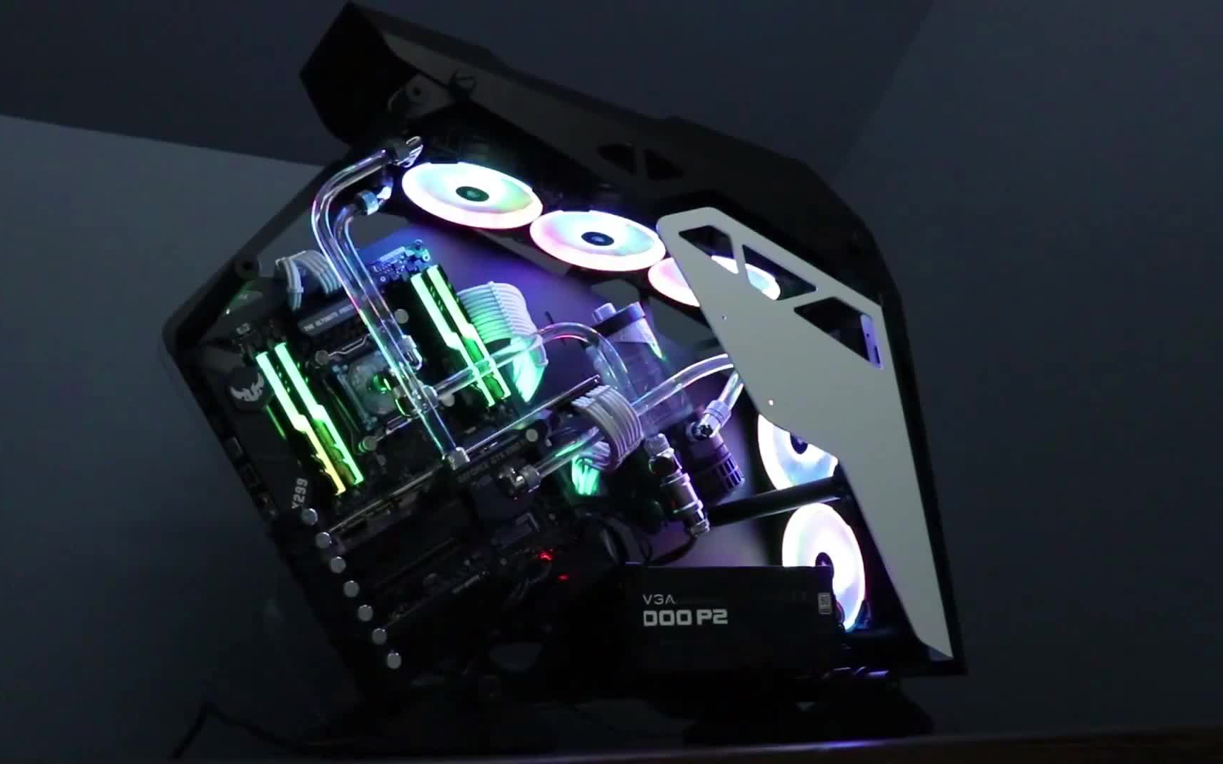 骨伽征服者机箱*公版核弹gtx1080ti*分体式水冷rgb电脑装机视频_哔哩